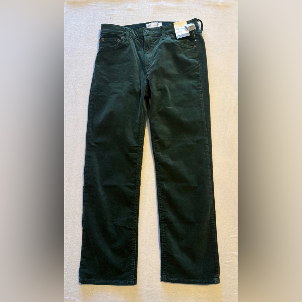 Gap High Rise 90’s Straight Velveteen Jeans NWT Forest Green $80 Retail Size 30